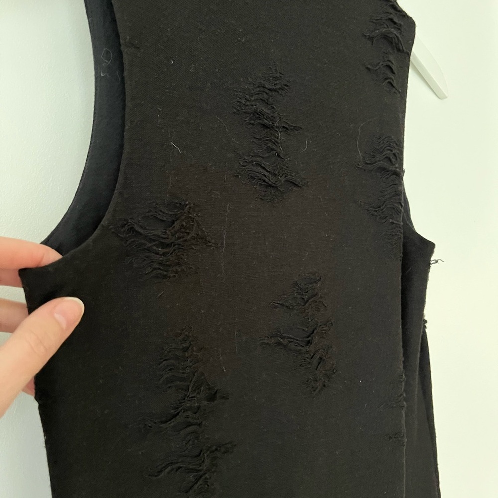 RACHEL Rachel Roy Black A-line Midi Dress with distressed detail
